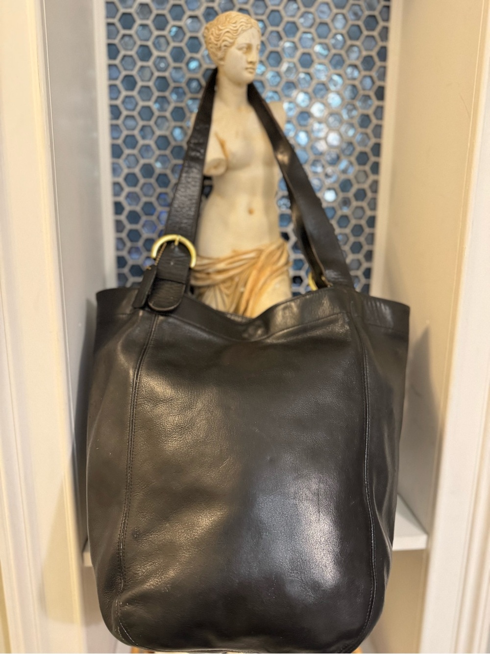 Coach Vintage 90s XL Soho Duffle Tote Bag 4082 Glovetanned Leather Weekender Blk